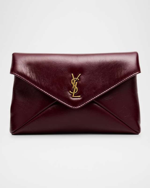 Small YSL Pouch Bag in Shiny Calfskin Leather